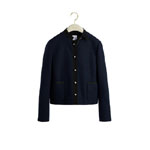Dior Cropped Jacket Navy Blue Virgin Wool Cotton Blend Boucle 621V07A1761 X5645