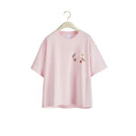 Dioramour Oversized Cropped T-Shirt Pink Cotton Jersey 623T12A4269 X4840