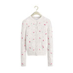 Dioramour Embroidered Cardigan Ecru Cashmere Cable Knit 624G09A0009 X0250