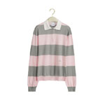 Dior Mariniere Long Sleeved Polo Shirt Gray and Pink Cotton Knit 624S11A7072 X4801