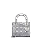 Mini Lady Dior Bag in Silver M0505PWEC M090