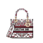 Dioramour Medium Lady D-Lite Bag in White Red M0565OEEI M941