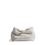 Small Dior Bow Bag White Dior Clover Embroidered Lambskin M0715PUJA M933
