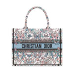 Medium Dior Book Tote in White Blue M1296ZEEV M933