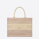 Small Dior Book Tote Multicolor Stripes Embroidery M1296ZRFO M885