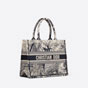 Small Dior Book Tote Blue Toile de Jouy Palms Embroidery M1296ZRFU M928 - thumb-2