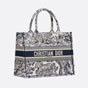 Medium Dior Book Tote Blue Embroidery M1296ZTDT M808 - thumb-2