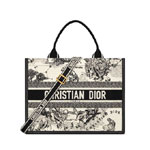 Medium Dior Book Tote in Latte Black M1324CETW M06E