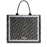 Large Dior Book Tote Blue Dior Oblique Embroidery M1349PEHT M928