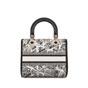 Dior Medium Lady D-Lite Bag in White Black M1380OETJ M081 - thumb-3