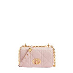 Small Soft Dior Caro Bag Powder Pink Macrocannage Lambskin M9252UHPA M413