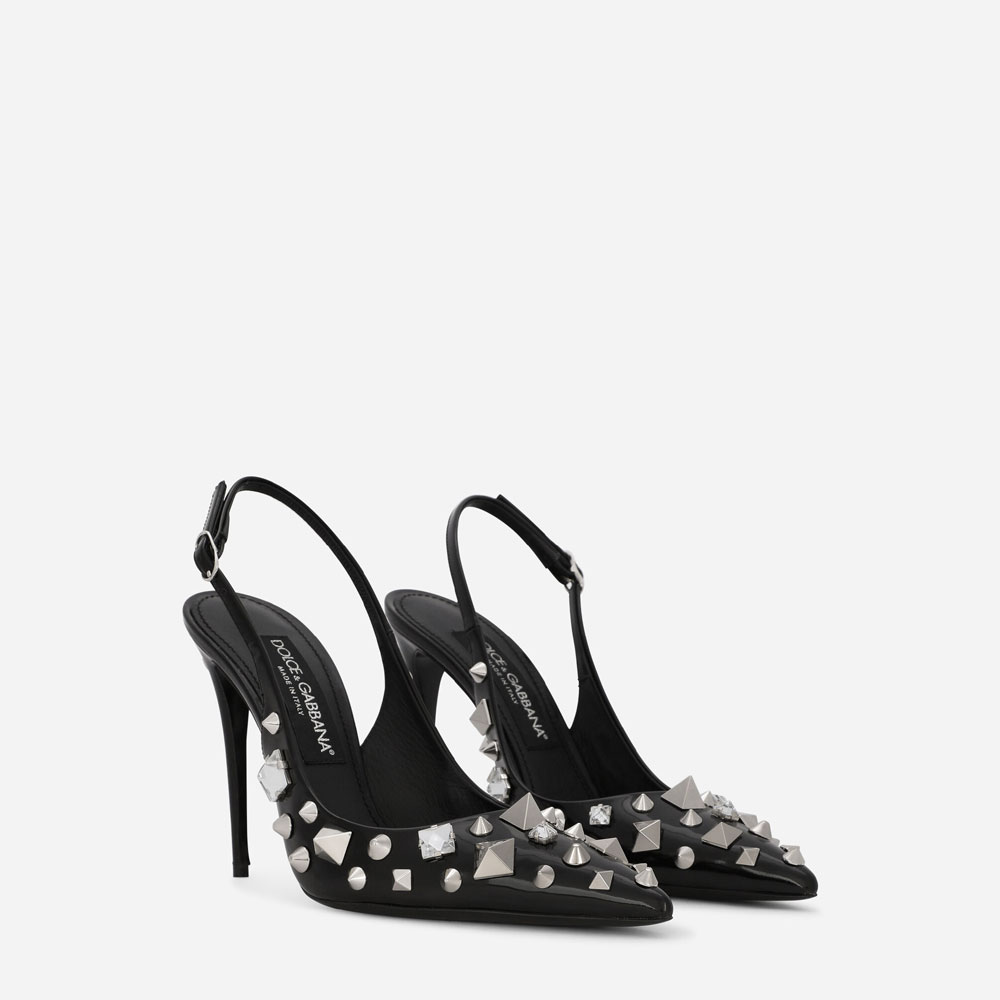 DG Polished calfskin slingbacks with stud embellishment CG0611AC5678S574 - Photo-2