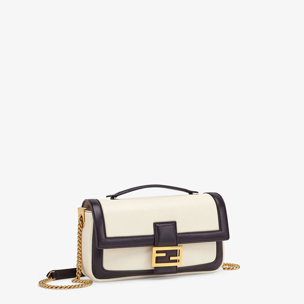 Fendi Baguette Chain Black And White Nappa Leather Bag 8BR783 ACNZ F1C0I - Photo-3