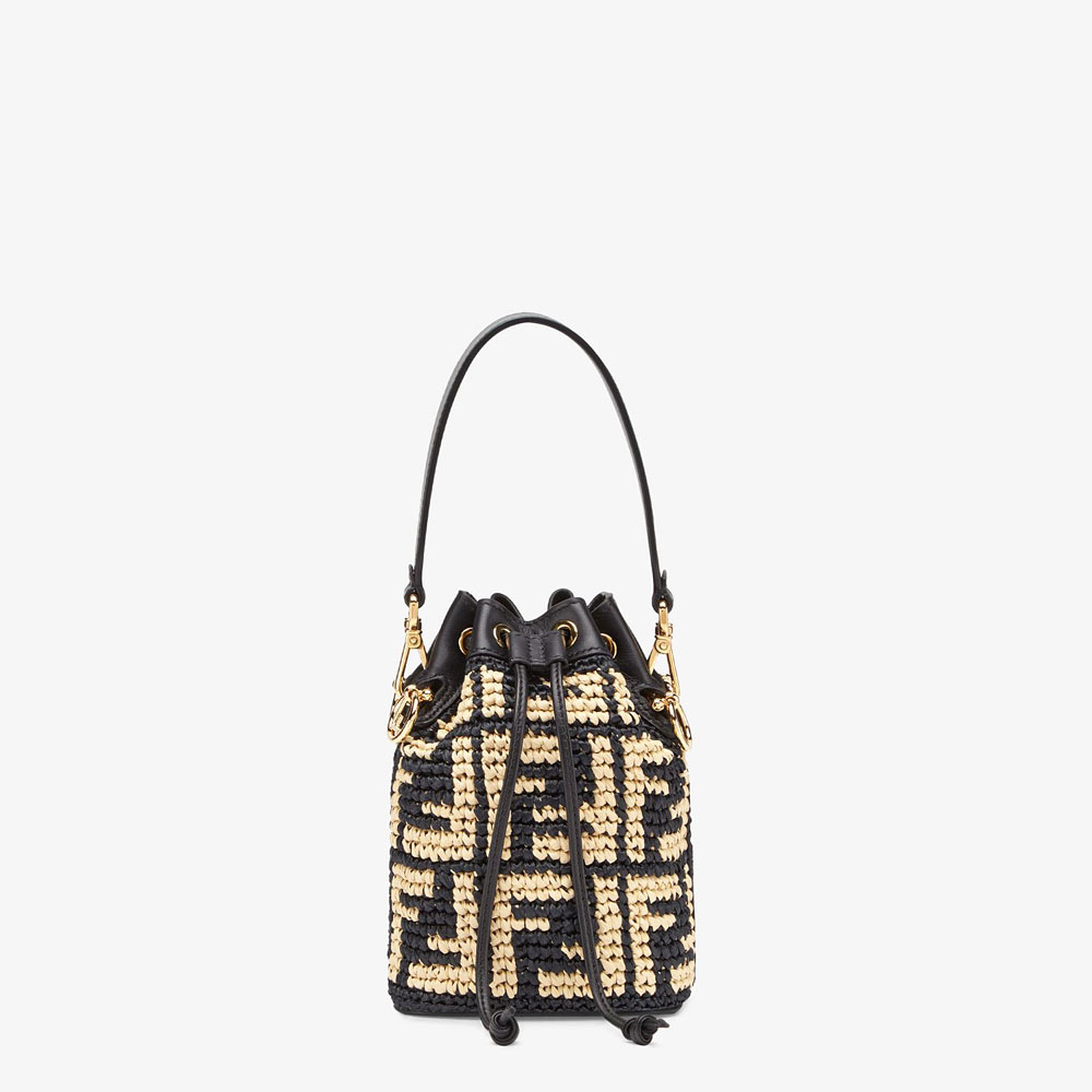 Fendi Mon Tresor Black Raffia Mini Bag 8BS010 AD6J F0VQJ