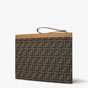 Fendi Large Flat FF Pouch Fabric in Brown 7N0135 AFBV F1HRM - thumb-2
