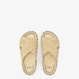 Fendi Reflections Slides Beige Raffia Flats 7X1421 AEH0 F1D1M - thumb-2