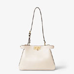 Fendi Peekaboo Soft Small Leather in White 8BN365 AOVH F0VWM