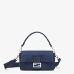 Fendi Baguette Re-Edition bag in blue denim 8BR600AL9WF0KR1