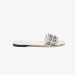 Fendi FF Interlace White Leather Slides 8R8092 AEH6 F0Z5V