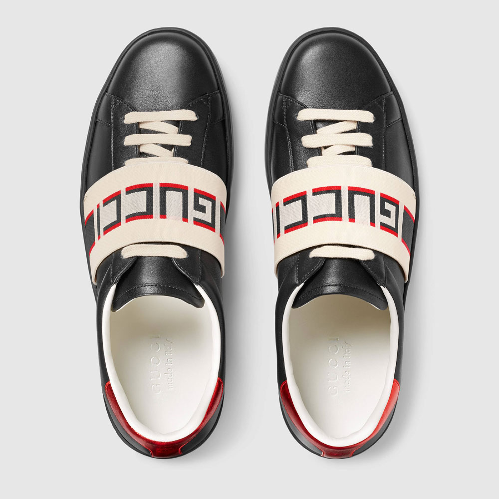 Gucci stripe leather sneaker 523469 0FIV0 1076 - Photo-3