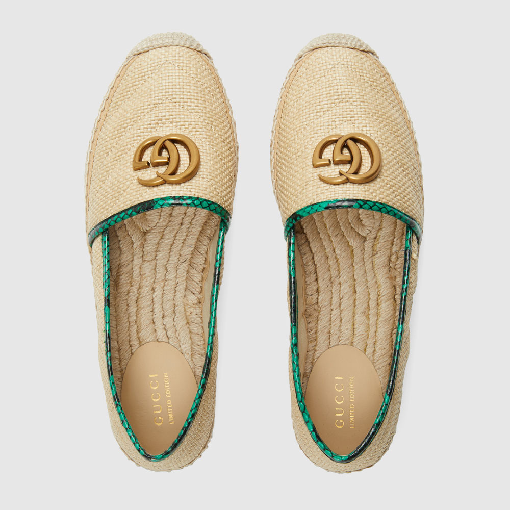 Gucci Online Exclusive chevron raffia espadrille 578547 GZ630 9593 - Photo-3