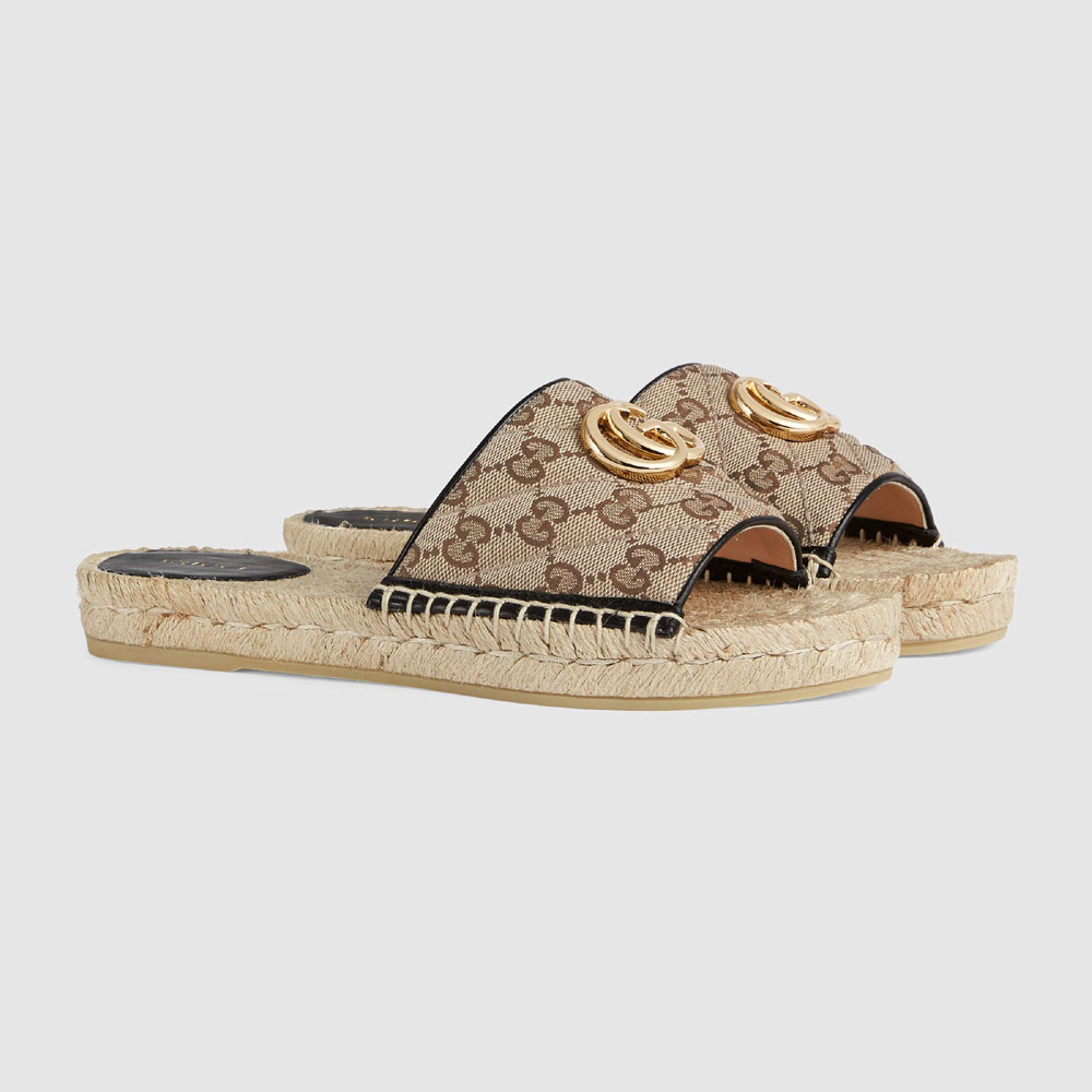 Gucci Womens GG matelasse canvas espadrille sandal 620120 KQWM0 9765