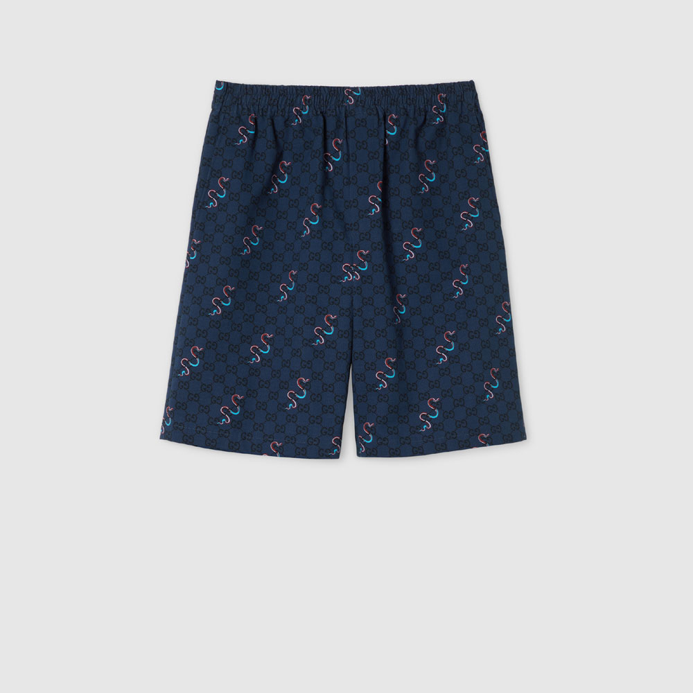 Gucci Printed cotton ripstop shorts in blue 810782 ZASJI 4023