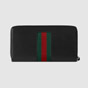 Gucci Web leather zip around wallet 408831 CVL1N 1060 - thumb-3