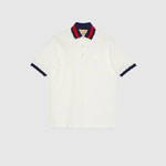 Gucci Cotton piquet polo with Web collar in ivory 701735 XJELJ 9750