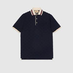 Gucci Cotton polo shirt with GG embroidery in dark blue 768631 XJF5A 4560