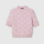 Gucci GG wool boucle jacquard top in light pink 770059 XKCNA 6011