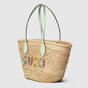Small straw tote bag with Gucci logo 779524 9AAE6 9562 - thumb-2