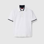Gucci Knit cotton polo shirt with intarsia in white 787814 XKD20 9983