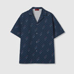 Gucci Printed cotton ripstop shirt in blue 794907 Z7ALJ 4023