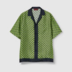 Gucci Printed silk shirt in green dark blue 794907 ZASG3 4946