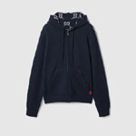 Gucci Reversible GG wool hooded zip jacket in dark blue 794935 XKD7E 4594