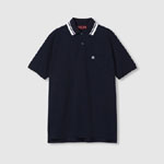 Gucci Cotton polo shirt with embroidery in navy 795174 XJG16 4003
