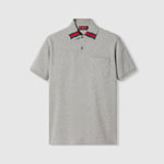 Gucci Cotton polo shirt with Web in grey 795174 XJGRP 1056