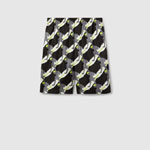 Gucci Printed silk twill shorts in black green 798619 ZASVQ 1173