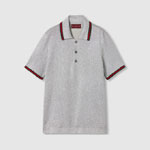 Gucci Lame knit polo shirt in silver 805174 XKEJE 1020