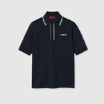 Gucci Embroidered cotton piquet polo shirt in navy 806250 XJG3G 4003