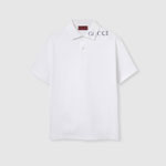 Gucci Printed cotton polo shirt in white 806255 XJG14 9074