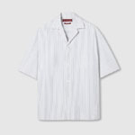 Gucci Embroidered striped cotton shirt in white 810604 Z7AHN 9025