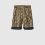 Gucci Printed silk twill shorts in beige blue 810782 ZASHM 4270