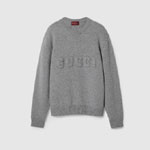 Gucci Embroidered wool knit sweater in grey 811405 XKEKO 1200