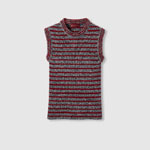 Gucci Wool cotton crewneck top in grey red 813830 XKEI1 9971