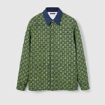 Gucci GG gingham cotton wool jacket in green 814007 ZASIZ 3604