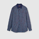Gucci GG vichy cotton wool jacquard shirt in blue bordeaux 814715 ZASIZ 4309