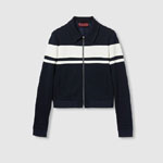 Gucci Cotton jersey jacket with embroidery in dark blue white 816071 XJG4M 4794