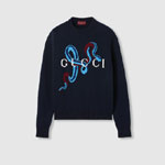 Gucci Wool cashmere sweater with intarsia in blue 816151 XKELZ 4804